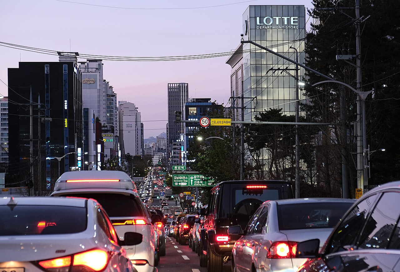 Buildings along a street in Gangnam, Seoul